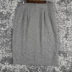 Leslie Fay Sportswear Midi Skirt Womens 18 Pleated Wool Blend Houndstooth